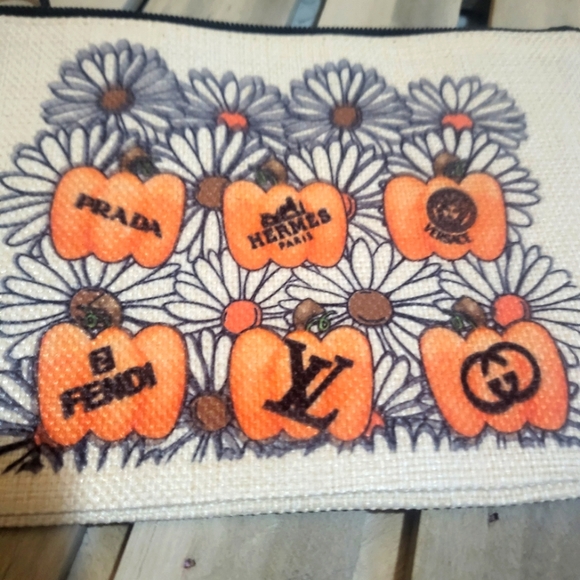 Designer Inspired Pumpkins Wristlet Bag - Picture 2 of 4